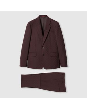 Gucci Anzug Aus Gg Wolljacquard, Größe - Braun