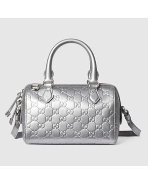 Gucci Kleine Gg Emblem Boston Bag - Grau