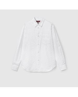 Gucci Gg Oxford Cotton Shirt, Size 14 - White