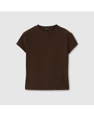 Gucci Gg Jersey Jacquard T-Shirt - Brown