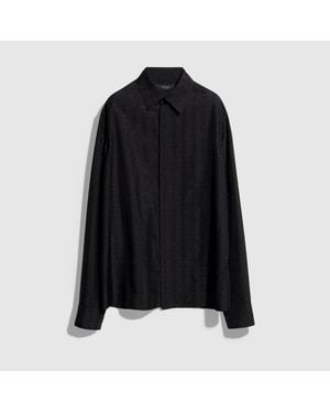 Gucci Silk Habotai Shirt With Jacquard Detail, Size 38 It, Ready-To-Wear - Black