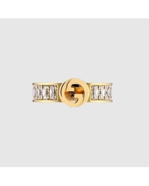 Gucci Anillo Blondie Ancho De Cristales, Talla - Metálico