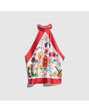 Gucci Printed Silk Top - Red