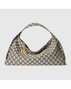 Gucci Large Shoulder Bag With Double G Detail - Grey