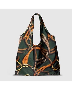 Gucci Large Foldable Printed Tote Bag - Black