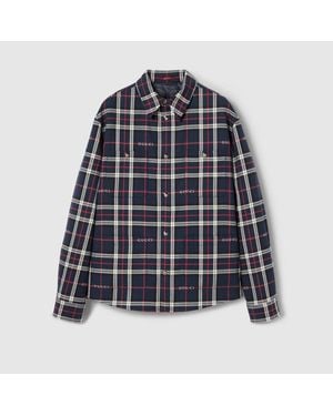 Gucci Tartan Cotton Jacquard Padded Shirt - Blue