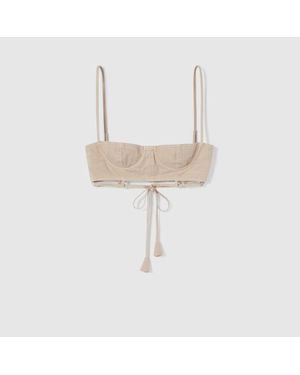 Gucci Cotton Twill Top With Tie Front - White