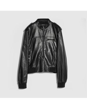 Gucci Grainy Nappa Leather Bomber Jacket, Size 52 It, Ready-To-Wear - Black