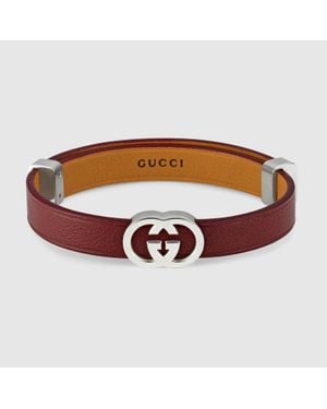Gucci Interlocking Leather Bracelet - Brown