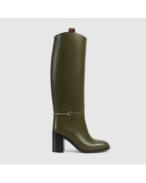Gucci Bota Con Horsebit Fino Para Mujer, Talla - Verde