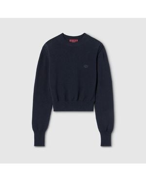 Gucci Sudadera De Algodón Con Bordado, Talla - Azul