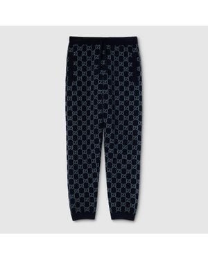 Gucci Gg Knit Double Wool Leisure Trousers - Blue