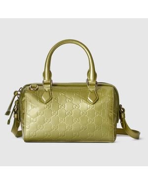 Gucci Gg Emblem Small Boston Bag, Leather - Green