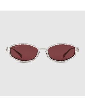Gucci Occhiali Da Sole Ovali - Rosso