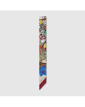 Gucci Besties Band Aus Seidentwill Mit Print - Blau