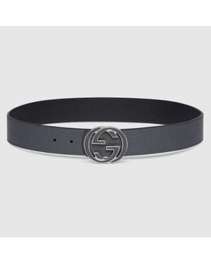 Gucci Cintura Reversibile Con Fibbia Incrocio Gg, Taglia 100 - Blu