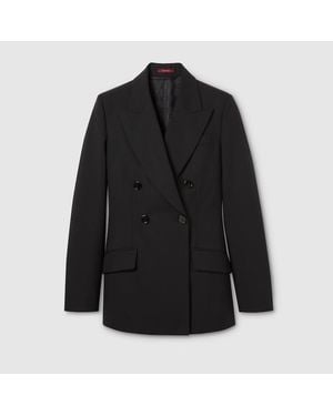 Gucci Double-Breasted Light Wool Jacket - Black