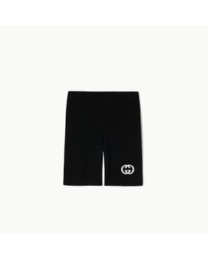 Gucci Ribbed Shorts With Intarsia, Size Xl, Ready-To-Wear - Black