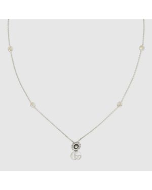 Gucci Gg Marmont Mother Of Pearl Necklace - Metallic