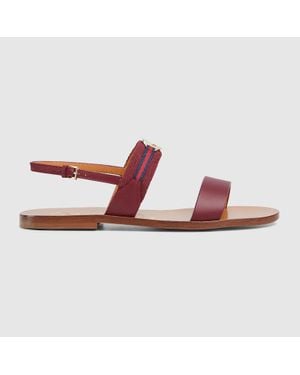Gucci Damensandale Mit Gg Und Web, Größe - Pink