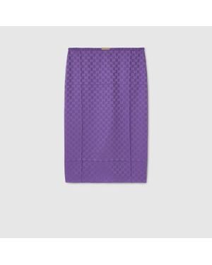 Gucci Falda De Jacquard De Seda Con Gg, Talla - Morado