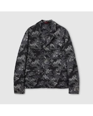 Gucci Gg Marbled Cotton Jacquard Jacket, Size 60, Ready-To-Wear - Black