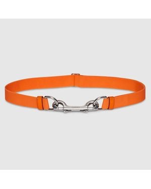 Gucci Ceinture Fine Avec Double Boucle À Crochet, Taille 60 - Orange