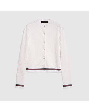 Gucci Cardigan En Jacquard De Coton Et Viscose Fin Gg, Taille - Blanc
