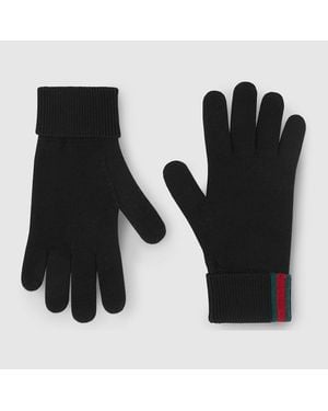 Gucci Handschuhe Aus Wolle Mit Web, Größe - Schwarz