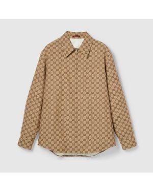 Gucci Gg Canvas Overshirt, Size 60, Ready-To-Wear - Natural