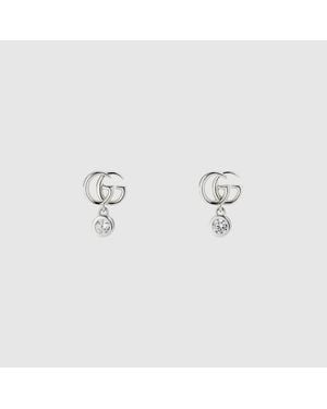 Gucci Orecchini Gg Marmont Con Cristalli - Metallizzato