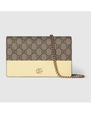 Gucci Cartera Gg Marmont Bicolor Con Cadena - Metálico