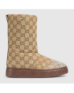Gucci Boot With Crystals, Size 36 It - Brown