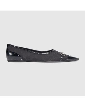 Gucci Point-Toe Studded Loafer, Gg Canvas - Blue