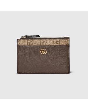 Gucci Bi-colour Gg Marmont Zip Key Pouch, Leather - Brown