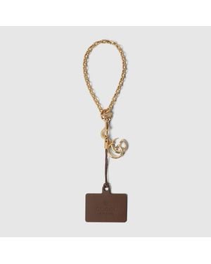 Gucci Lanyard Phone Holder With Double G, Metal - Metallic