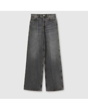 Gucci Wide Leg Denim Trousers - Grey