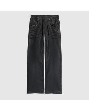 Gucci Flared Coated Cotton Twill Denim Trousers, Size 28, Ready-To-Wear - Black