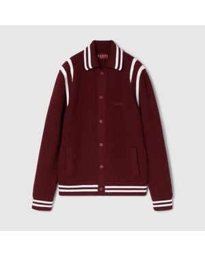 Gucci Cardigan Aus Wollstrick Mit Stickerei, Grösse - Rot