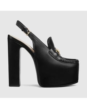 Gucci Horsebit Damenloafer Mit Plateau Und Fersenriemchen, Grösse - Schwarz