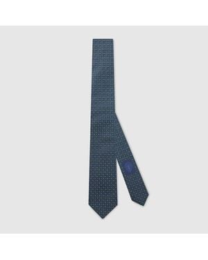 Gucci Krawatte Aus Seide Und Wolle Mit Gg Jacquard - Blau