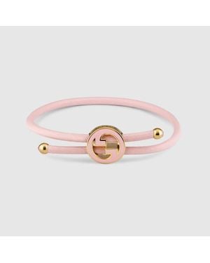 Gucci Armband Mit Rundem Gg Aus Emaille - Pink