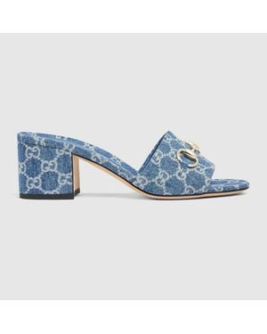 Gucci Slide Sandal With Horsebit - Blue