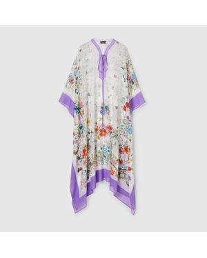 Gucci Cape-Kleid Aus Seide Mit Print - Lila