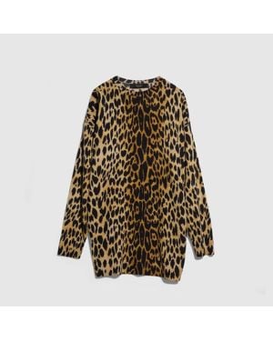 Gucci Printed Knit Cashmere Dress, Size S, Ready-To-Wear - Brown