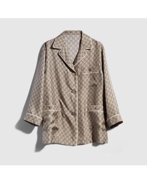 Gucci Printed Silk Twill Shirt - Brown