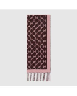 Gucci Gg Wool Scarf - Brown