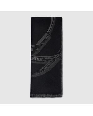 Gucci Stole Aus Woll-Seiden-Jacquard Mit Horsebit-Motiv - Schwarz