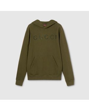 Gucci Cotton Jersey Sweatshirt With Embroidery - Green