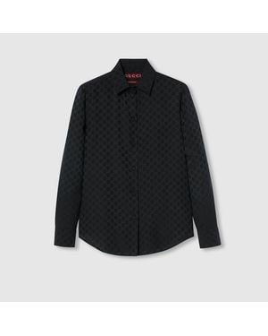 Gucci Gg Crêpe Silk Shirt - Black
